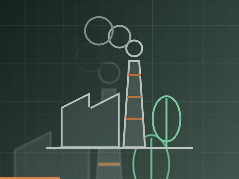 Industrial chimney and tree representing environmental testing